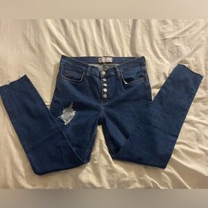 Free People Blue Skinny Jeans with Stretch